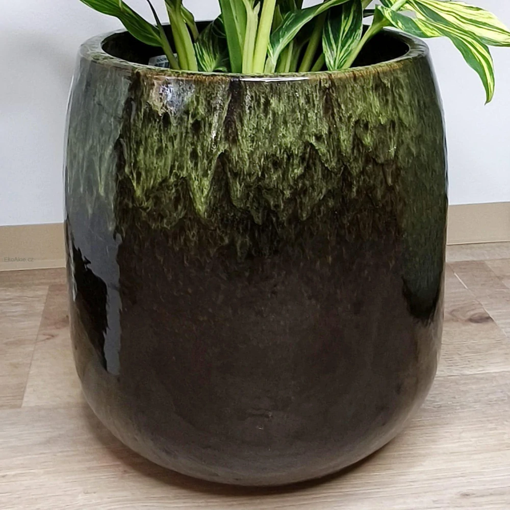 Keramický květináč s uměleckou glazurou – designový originál