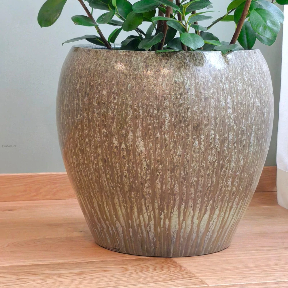 DEKORATIVNÍ KERAMICKÝ KVĚTINÁČ S GLAZUROU